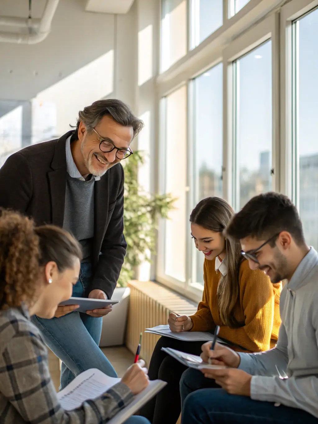 A leader in a South African company mentoring a junior employee, demonstrating improved leadership skills and employee development.